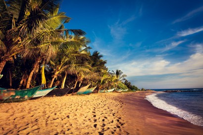 Boats on a Tropical Beach, Mirissa, Sri Lanka